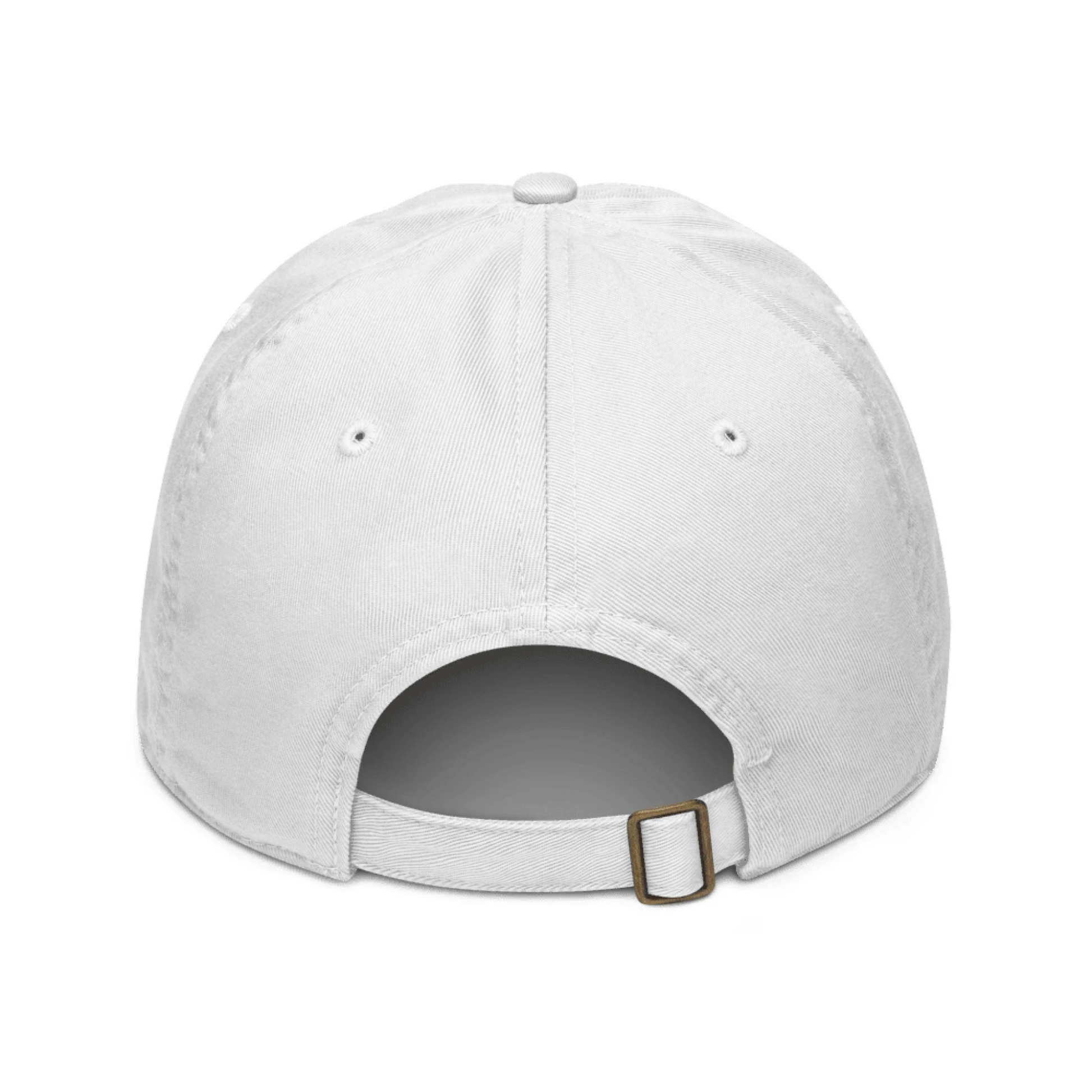 rear view of Custom embroidered black cap with personalised text