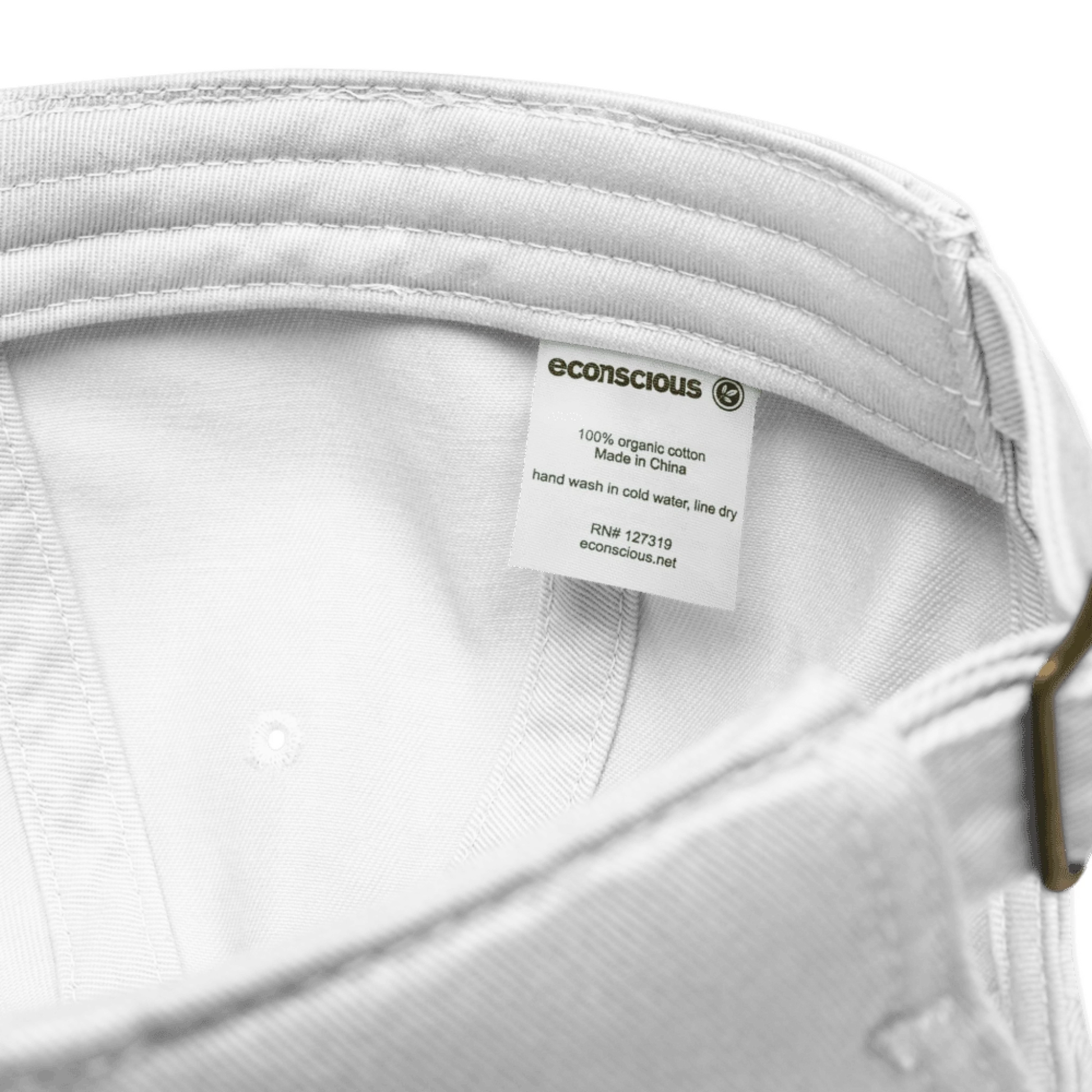 Inside view of custom embroidered cap with personalised text